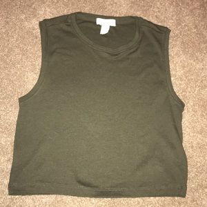 ribbed muscle crop top in army green